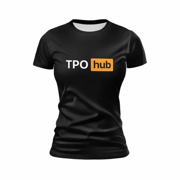 Футболка жіноча спортивна з принтом «ТРО Hub. Сила України. Power of Ukraine»