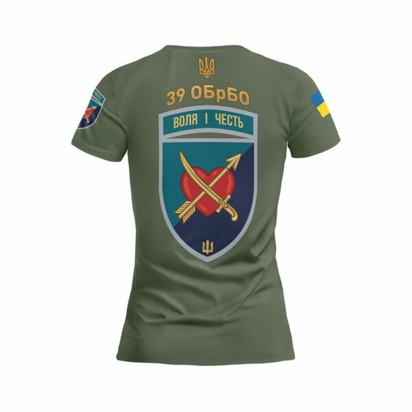 Футболка женская спортивная с принтом «39-я отдельная бригада береговой обороны. Воля и честь. Will and honor»