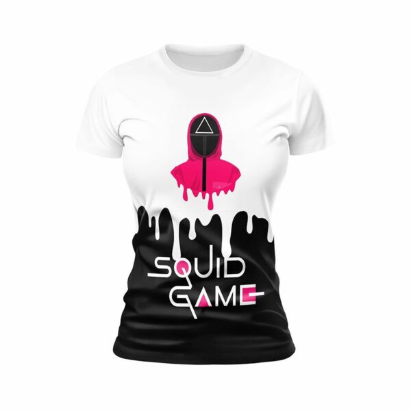 Футболка женская спортивная с принтом «Игра в кальмара. Розовый солдат. Squid Game. Pink Soldier»