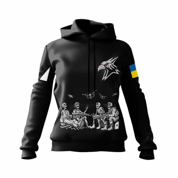 Худі жіноче з принтом «424-й окремий батальйон безпілотних систем «SVAROG». Безсмертні дрони. Immortal Drones»