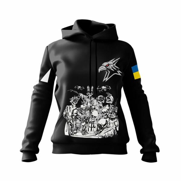 Худі жіноче з принтом «424-й окремий батальйон безпілотних систем «SVAROG». Команда безсмертних. Undead Squad»