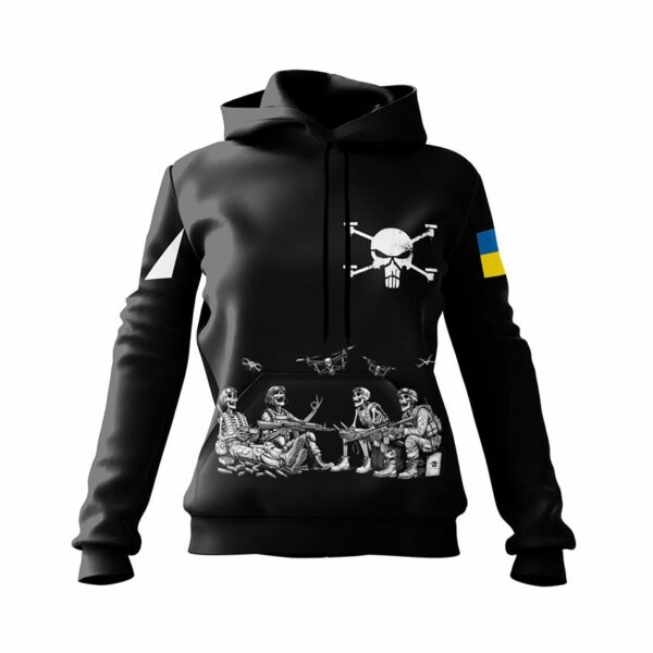 Худі жіноче з принтом «Батальйон «Flying Skull» Безсмертні дрони. Immortal Drones»