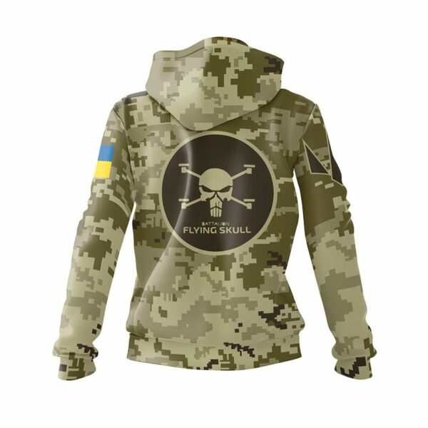 Худі жіноче з принтом «Батальйон «Flying Skull» Камуфляж. Camouflage»