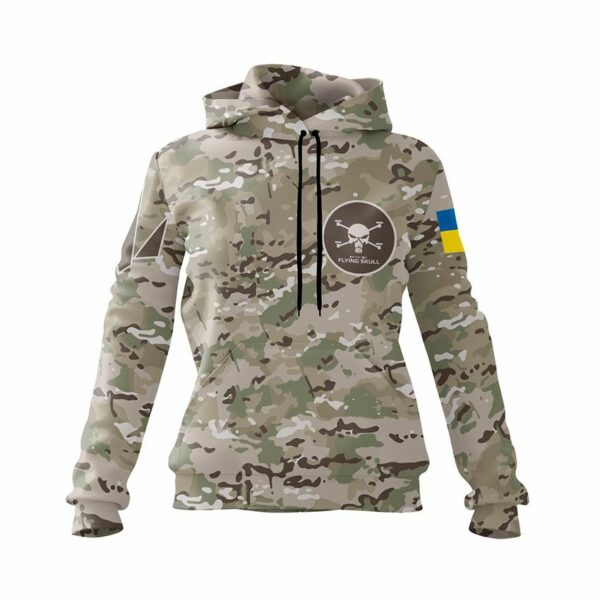 Худі жіноче з принтом «Батальйон «Flying Skull»  Незламний знак. Unbreakable Symbol»