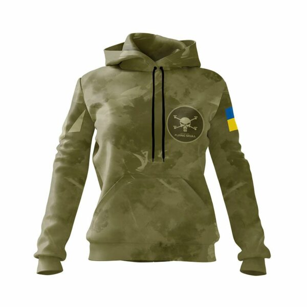 Худі жіноче з принтом «Батальйон «Flying Skull» Тактичний стиль. Tactical style»