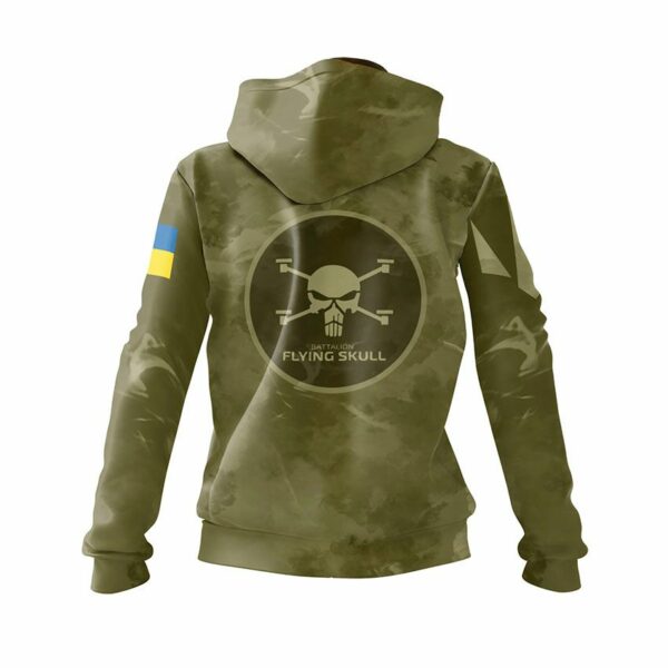 Худі жіноче з принтом «Батальйон «Flying Skull» Тактичний стиль. Tactical style»