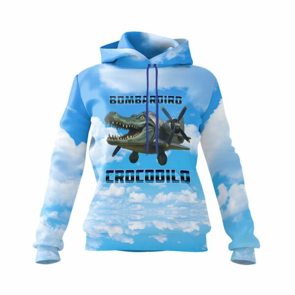 Худи женское с принтом «Бомбардиро Крокодило. Монстр в небе. Bombardiro Crocodilo. Sky Monster»