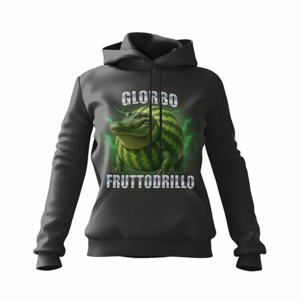 Худи женское с принтом «Глорбо Фруттодрилло. Мемный зверь. Glorbo Fruttodrillo. Meme Beast»