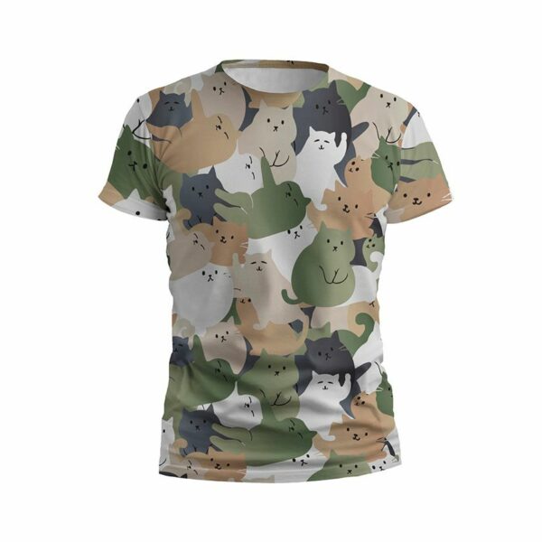 Футболка мужская спортивная с принтом «Кошачий камуфляж. Cat camouflage»
