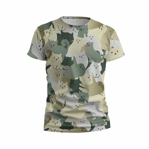 Футболка мужская спортивная с принтом «Кошачий камуфляж. Cat camouflage»
