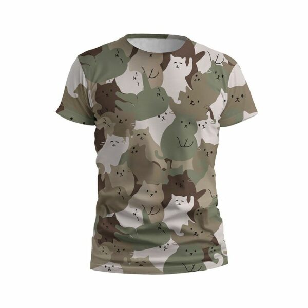 Футболка мужская спортивная с принтом «Кошачий камуфляж. Cat camouflage»