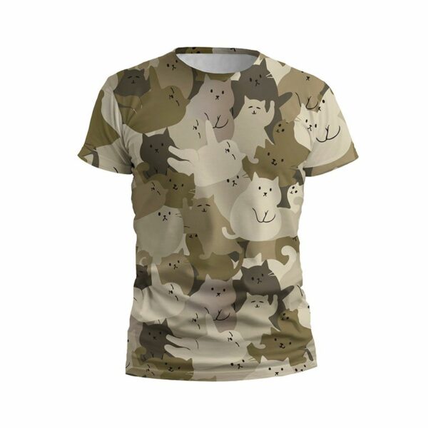 Футболка мужская спортивная с принтом «Кошачий камуфляж. Cat camouflage»