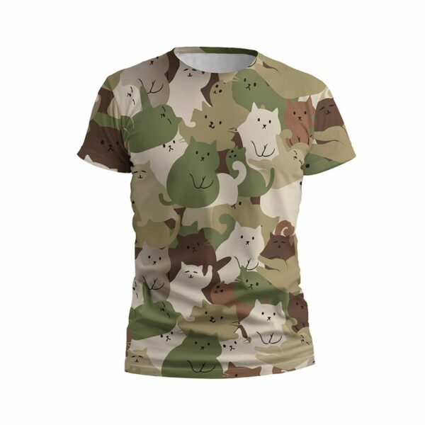 Футболка мужская спортивная с принтом «Кошачий камуфляж. Cat camouflage»