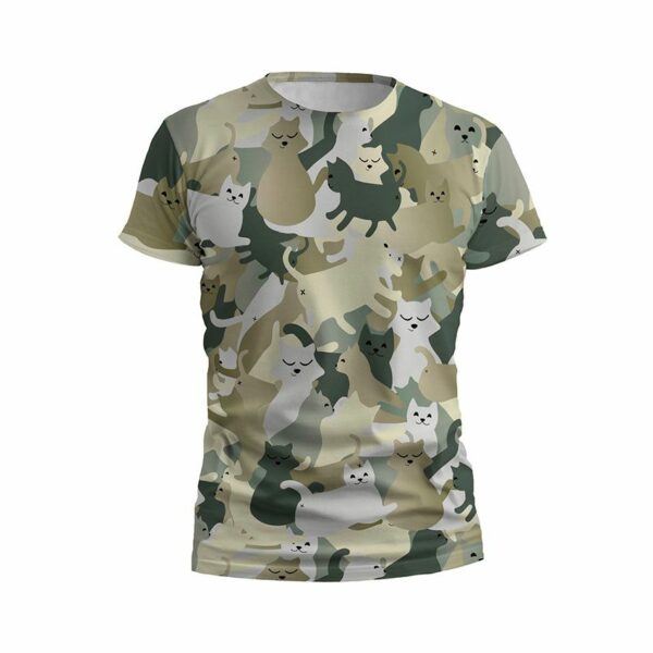 Футболка мужская спортивная с принтом «Забавные котики. Камуфляж. Funny cats. Camouflage»