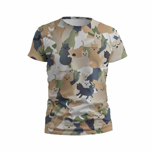 Футболка мужская спортивная с принтом «Забавные котики. Камуфляж. Funny cats. Camouflage»