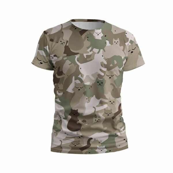 Футболка мужская спортивная с принтом «Забавные котики. Камуфляж. Funny cats. Camouflage»