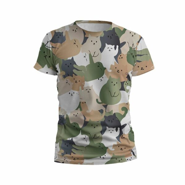 Футболка детская спортивная с принтом «Кошачий камуфляж. Cat camouflage»