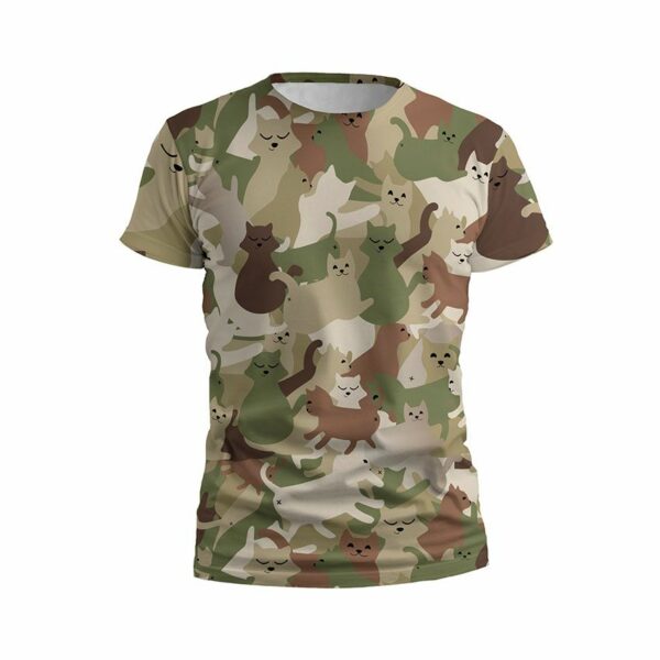 Футболка детская спортивная с принтом «Забавные котики. Камуфляж. Funny cats. Camouflage»