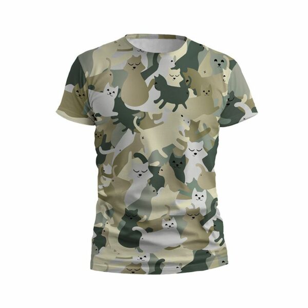 Футболка детская спортивная с принтом «Забавные котики. Камуфляж. Funny cats. Camouflage»