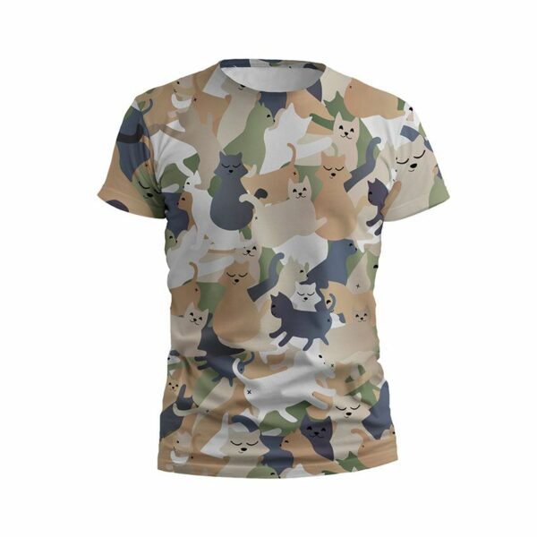 Футболка детская спортивная с принтом «Забавные котики. Камуфляж. Funny cats. Camouflage»