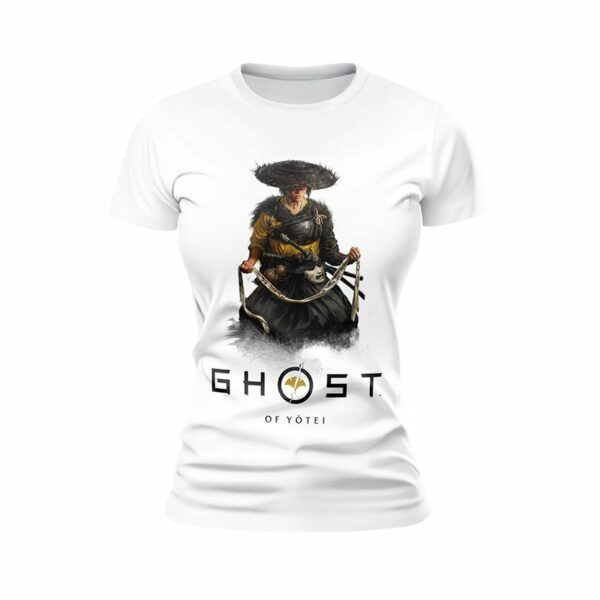 Футболка женская спортивная с принтом «Призрак Йотей. Тень самурая. Ghost of Yotei. Samurai Shadow»