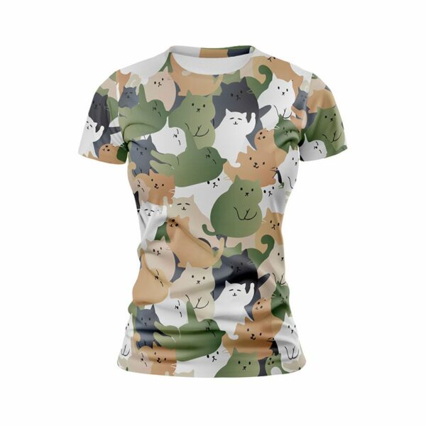 Футболка жіноча спортивна з принтом «Котячий камуфляж. Cat camouflage»