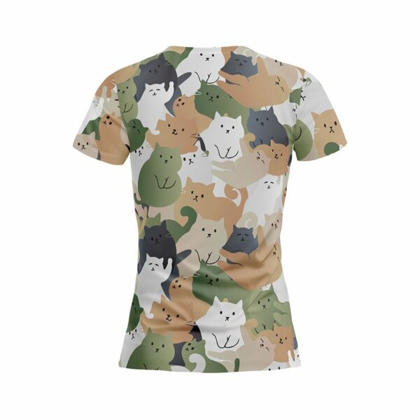 Футболка жіноча спортивна з принтом «Котячий камуфляж. Cat camouflage»