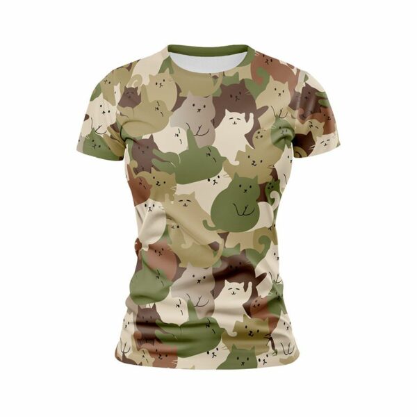Футболка жіноча спортивна з принтом «Котячий камуфляж. Cat camouflage»