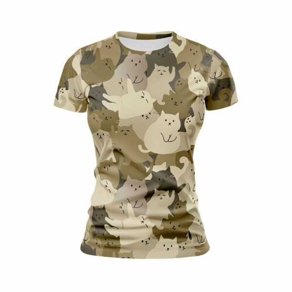 Футболка жіноча спортивна з принтом «Котячий камуфляж. Cat camouflage»