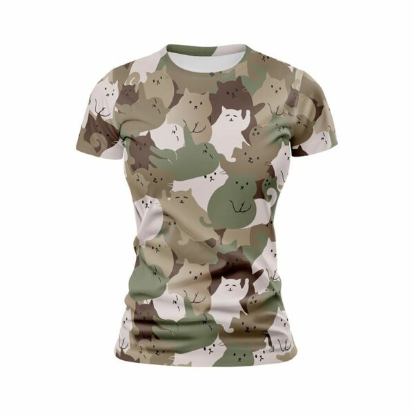 Футболка жіноча спортивна з принтом «Котячий камуфляж. Cat camouflage»