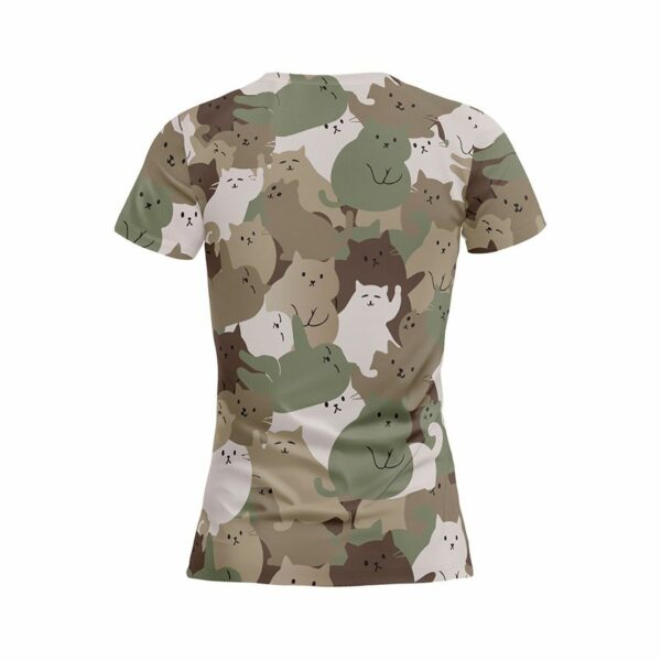 Футболка жіноча спортивна з принтом «Котячий камуфляж. Cat camouflage»