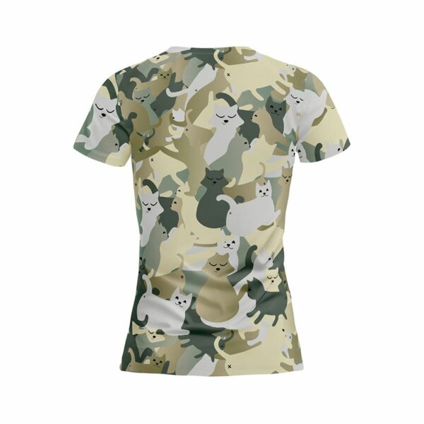 Футболка жіноча спортивна з принтом «Кумедні котики. Камуфляж. Funny cats. Camouflage»