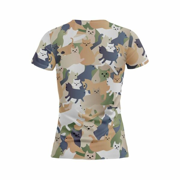 Футболка жіноча спортивна з принтом «Кумедні котики. Камуфляж. Funny cats. Camouflage»