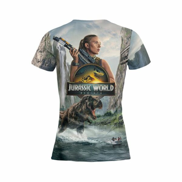 Футболка женская спортивная с принтом «Парк Юрского периода. Атака Динозавра. Jurassic World. Dinosaur Attack»