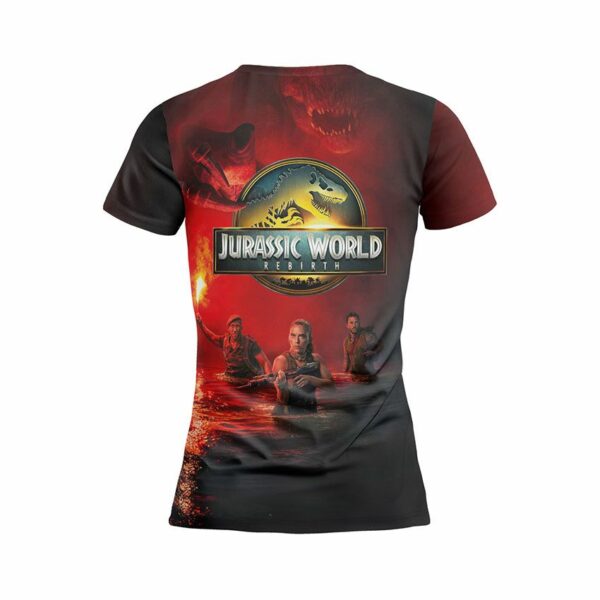 Футболка женская спортивная с принтом «Парк Юрского периода. Охота во Тьме. Jurassic World. Hunt in the Dark»