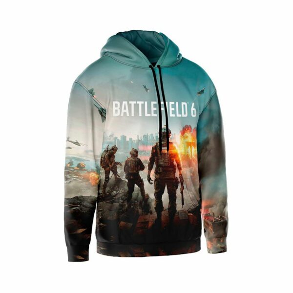 Худи мужское с принтом «Батлфилд 6. Битва за город. Battlefield 6. Battle for City»