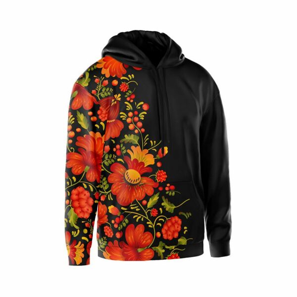 Худи мужское с принтом «Цветы. Петриковка. Flowers. Petrykivka»