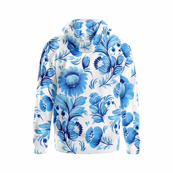 Худи мужское с принтом «Синие цветы. Петриковская роспись. Blue flowers. Petrykivka painting»