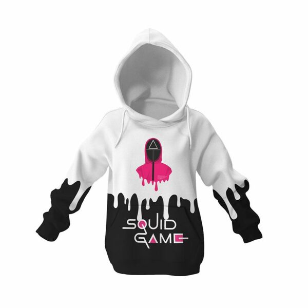Худи детское с принтом «Игра в кальмара. Розовый солдат. Squid Game. Pink soldier»