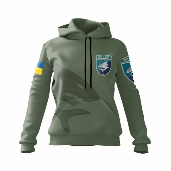 Худі жіноче з принтом «40-ва окрема бригада берегової оборони. Воля і честь. Will and honor»