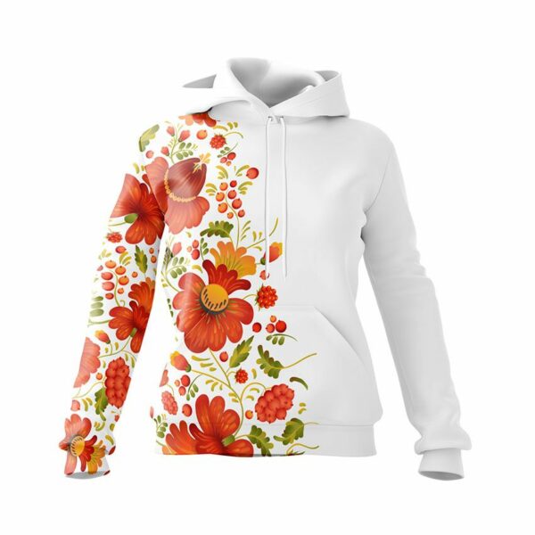 Худі жіноче з принтом «Квіти. Петриківка. Flowers. Petrykivka»