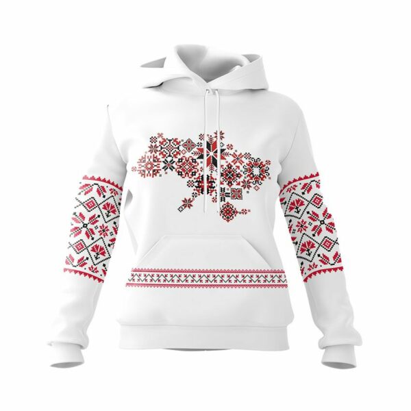 Худи женское с принтом «Карта Украины. Вышиванка. Map of Ukraine. Embroidery»