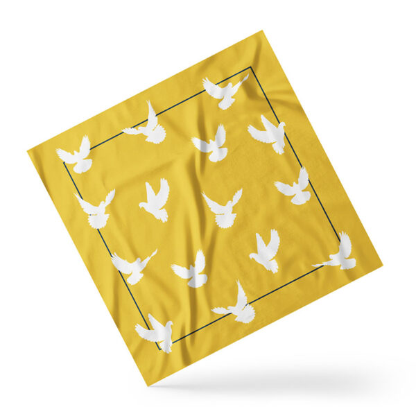 Платок «Голуби. Крылья свободы. Doves. Wings of freedom Yellow»