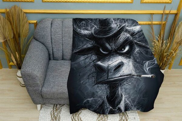 Плед «Дымный бык. Мафия животных. Smoky bull. Like a boss. Animal Mafia»