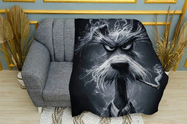 Плед «Курящий пес. Мафия животных. Smoking dog. Like a boss. Animal Mafia»
