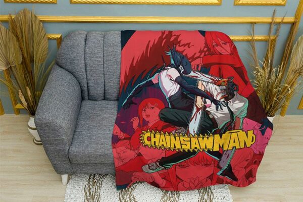 Плед «Человек-бензопила. Хаос борьбы. Chainsaw Man. Chaos of Fight»