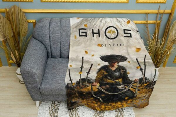 Плед «Призрак Йотей. Осенний воин. Ghost of Yotei. Autumn Warrior»