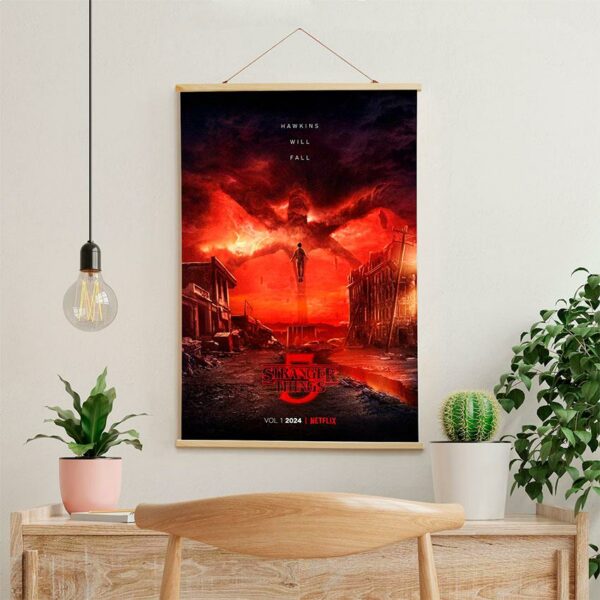 Постер на стіну з тканини «Дивні дива. Напад монстрів. Stranger Things. Monster attack»