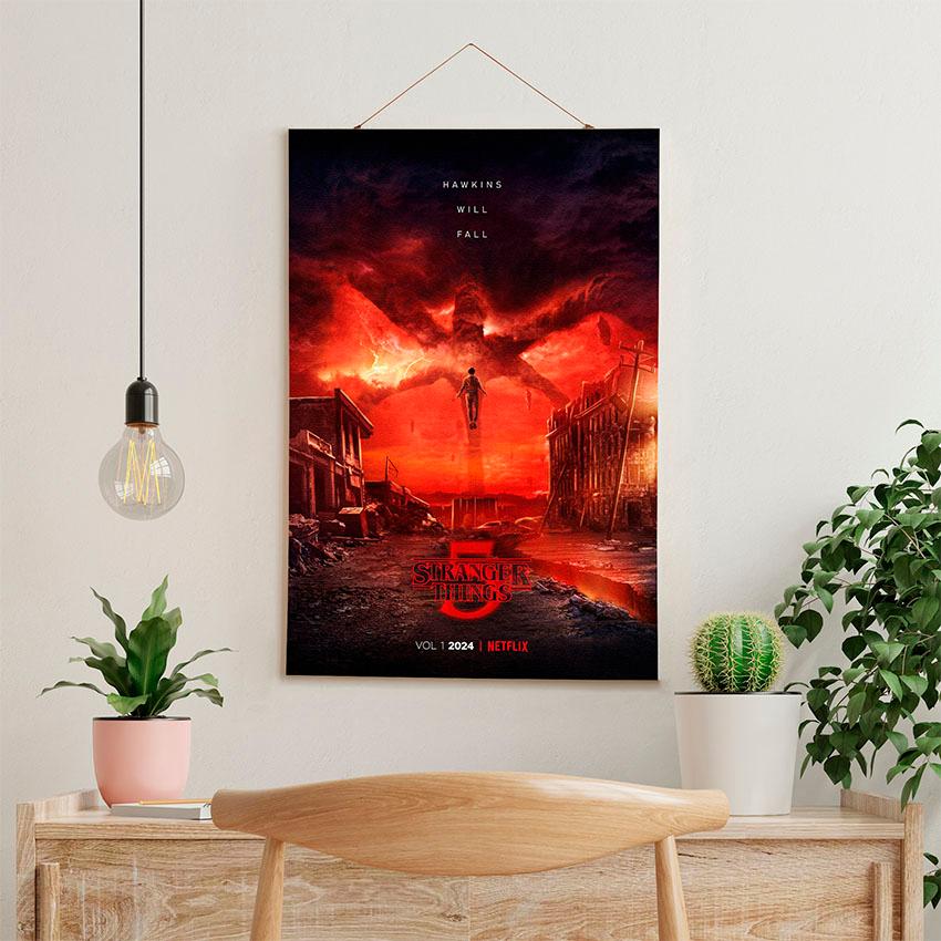 Постер на стену из ткани «Очень странные дела. Нападение монстров. Stranger Things. Monster attack»