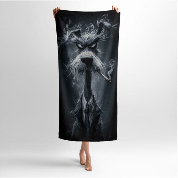 Рушник з принтом «Курящий пес. Мафія тварин. Smoking dog. Like a boss. Animal Mafia»